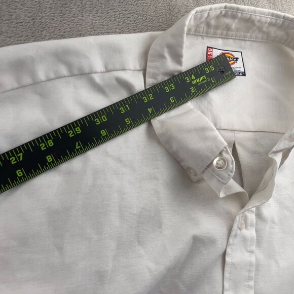 Dickies Mens Work Dress Shirt Size 18-18.5 Neck White Long Sleeve Button-Down - Picture 10 of 12